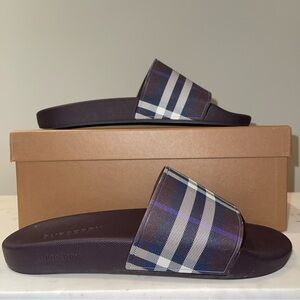 Burberry Men’s Purple Plaid Slides UK 9/EU 43